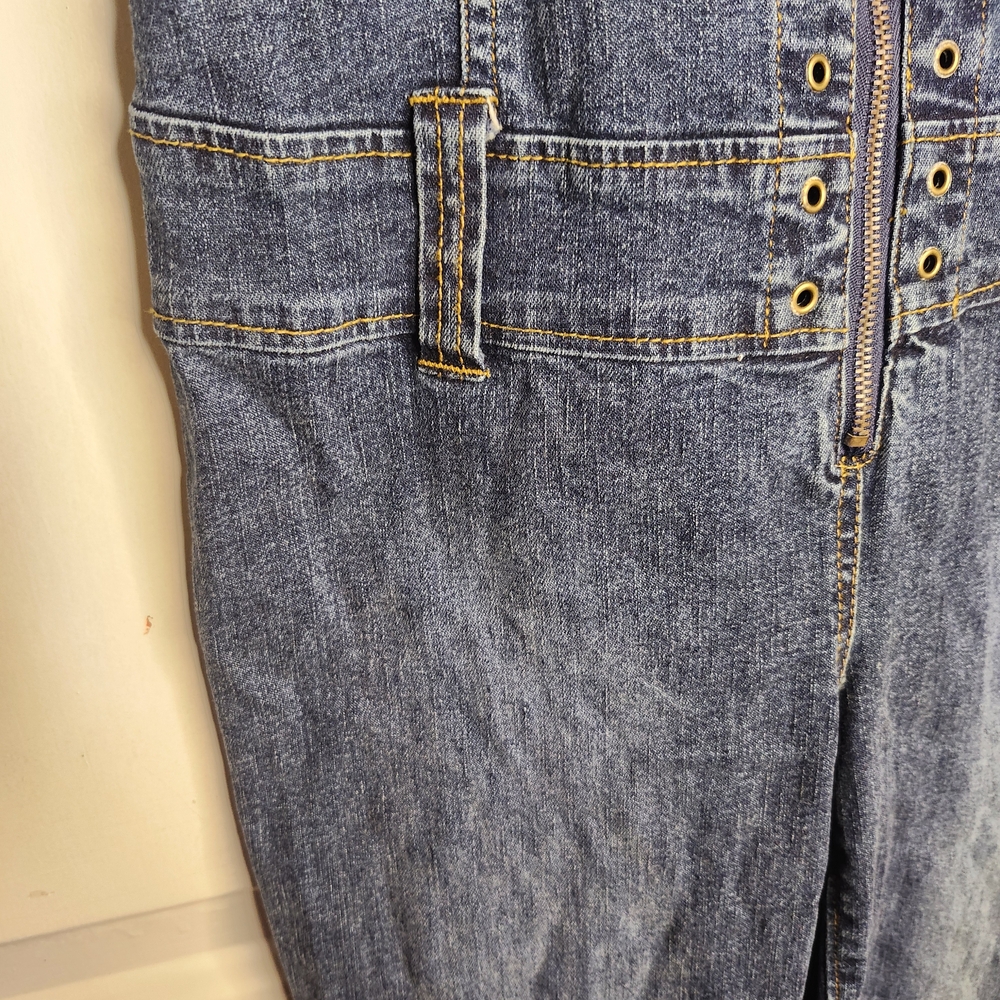 Jennifer Lopez Denim Jumpsuit in Dark Blue with Contrast Stitching - Picture 8 of 16